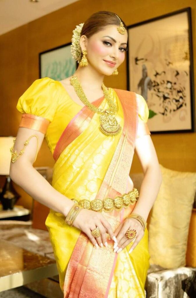 Urvashi Rautela is a Glamorous Desi Chic | 10 Stunning Desi Dressing Ideas Inspired by Urvashi Rautela | Traditional Kanchipuram Saree